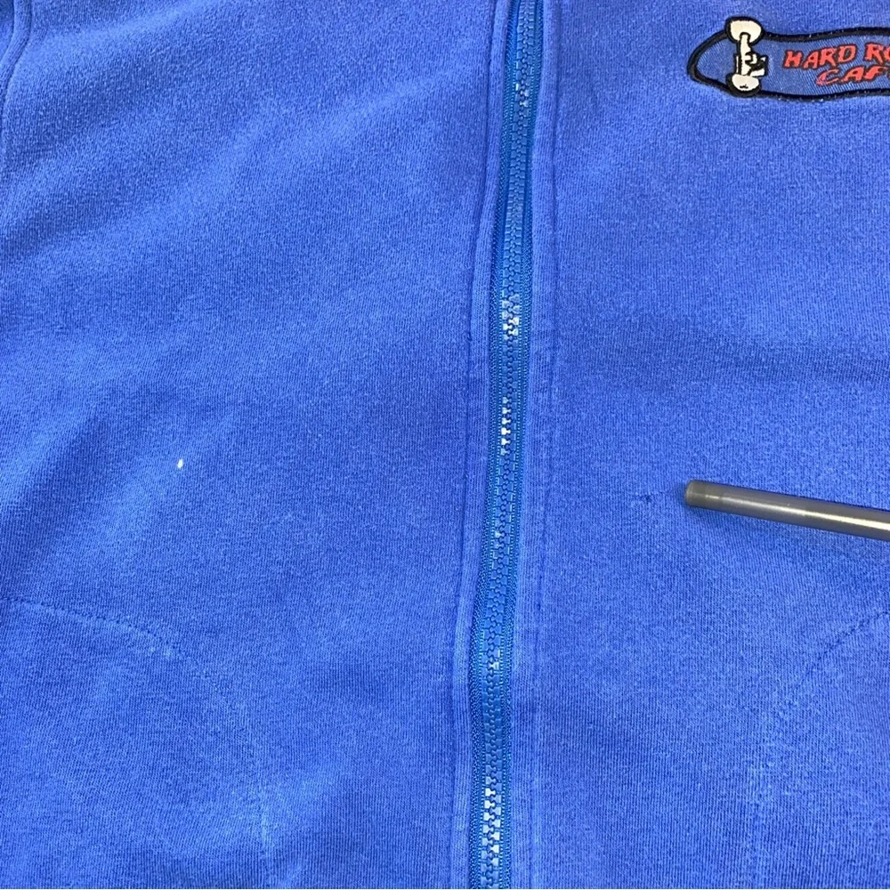 Vintage Hard Rock Cafe Austin Skateboard Blue‎ Full Zip Hoodie Sweatshirt